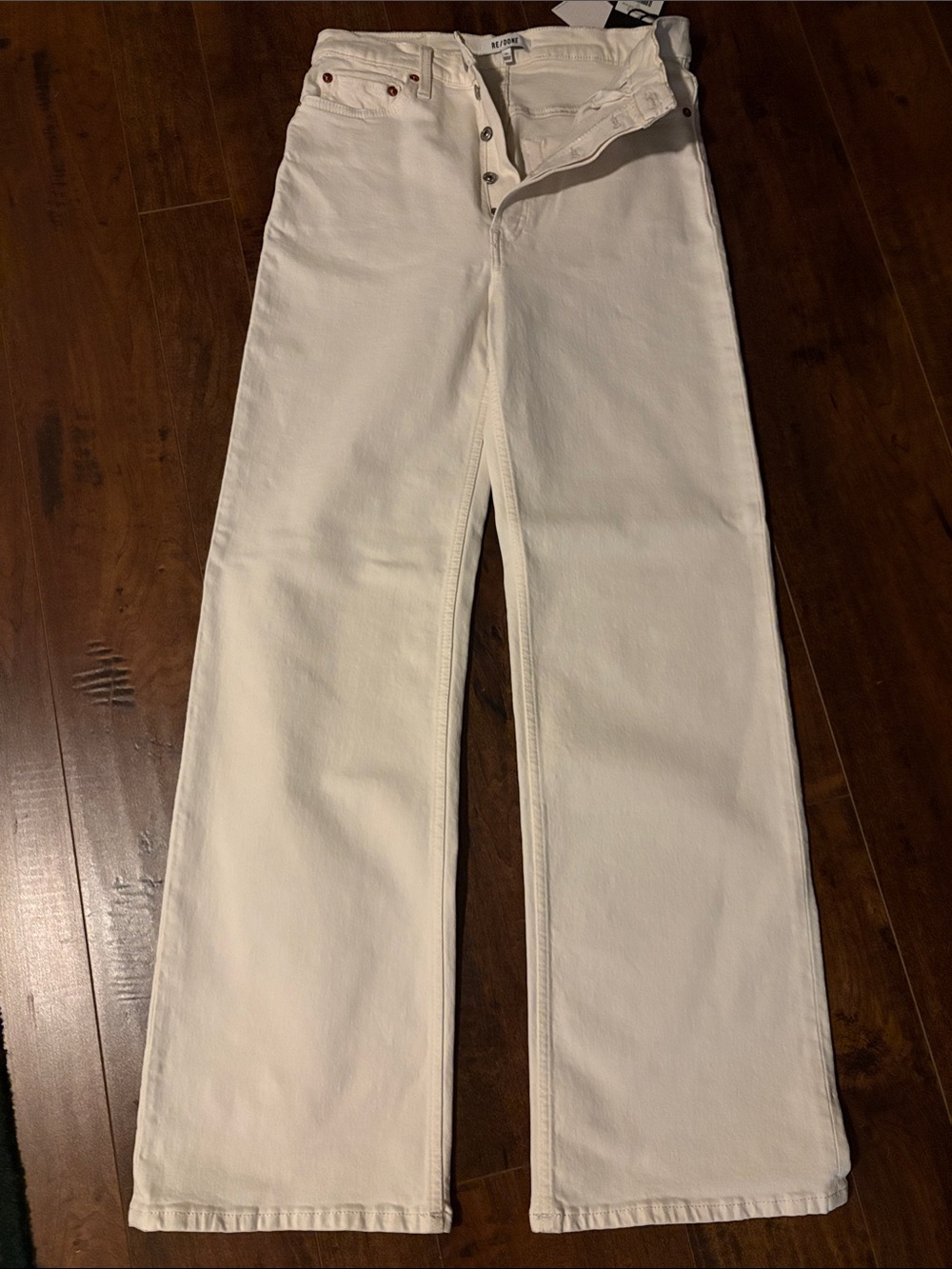 Re/Done Cream Wide-Leg Women's Jeans